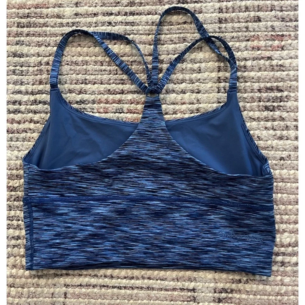 Outdoor Voices Women Sports Bra Longline Sz Med Blue Active Running Flow Crop